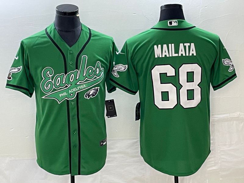 Men Philadelphia Eagles #68 Mailata Green Co Branding Game NFL Jersey style 2